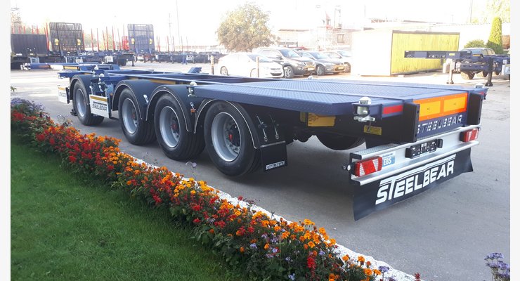 Полуприцеп-контейнеровоз STEELBEAR PF-41N-6 — задний боковой вид