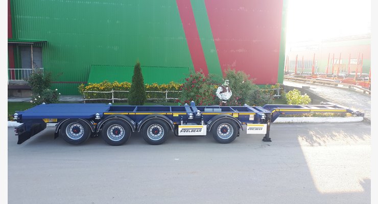 Полуприцеп-контейнеровоз STEELBEAR PF-41N-6 — вид сверху на платформу и раму